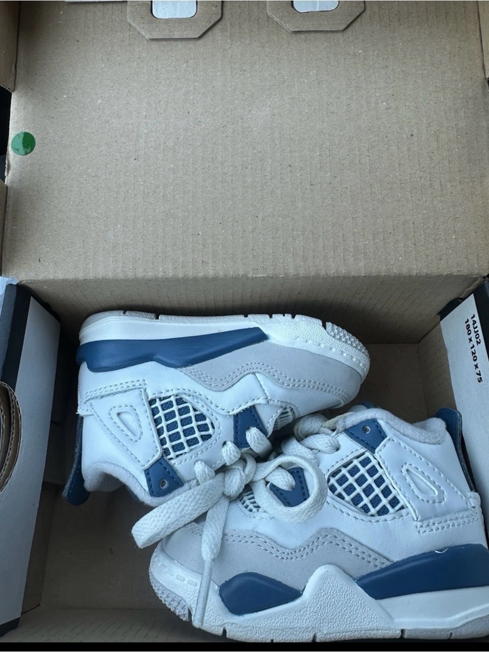 Jordan 4 Retro (TD) Off White Military Blue Baby Shoes Size  3C Brand New In Box